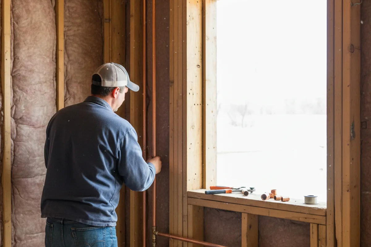 Licensed plumber running new copper supply lines in a Sugar Valley home