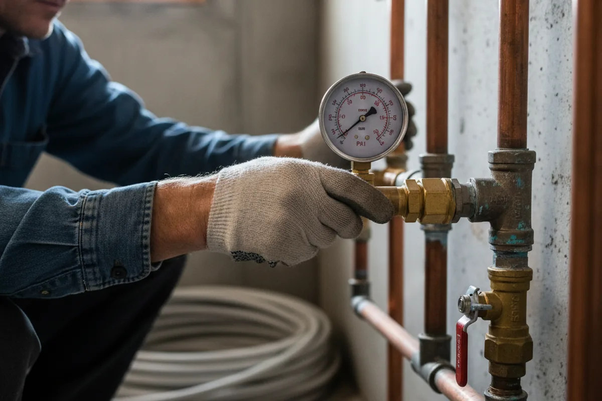Pressure testing a repaired line during Water Line Repair in Sugar Valley